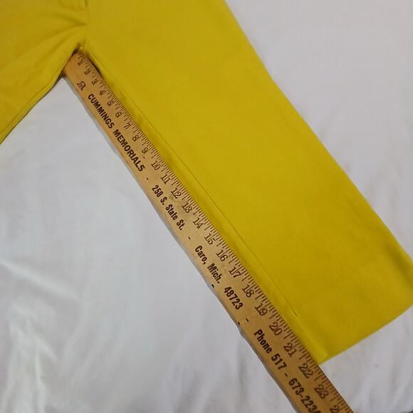 LOFT Marisa The Riviera Pant 8P Lemon Yellow Cotton Blend Cropped Machine Wash - Picture 7 of 9